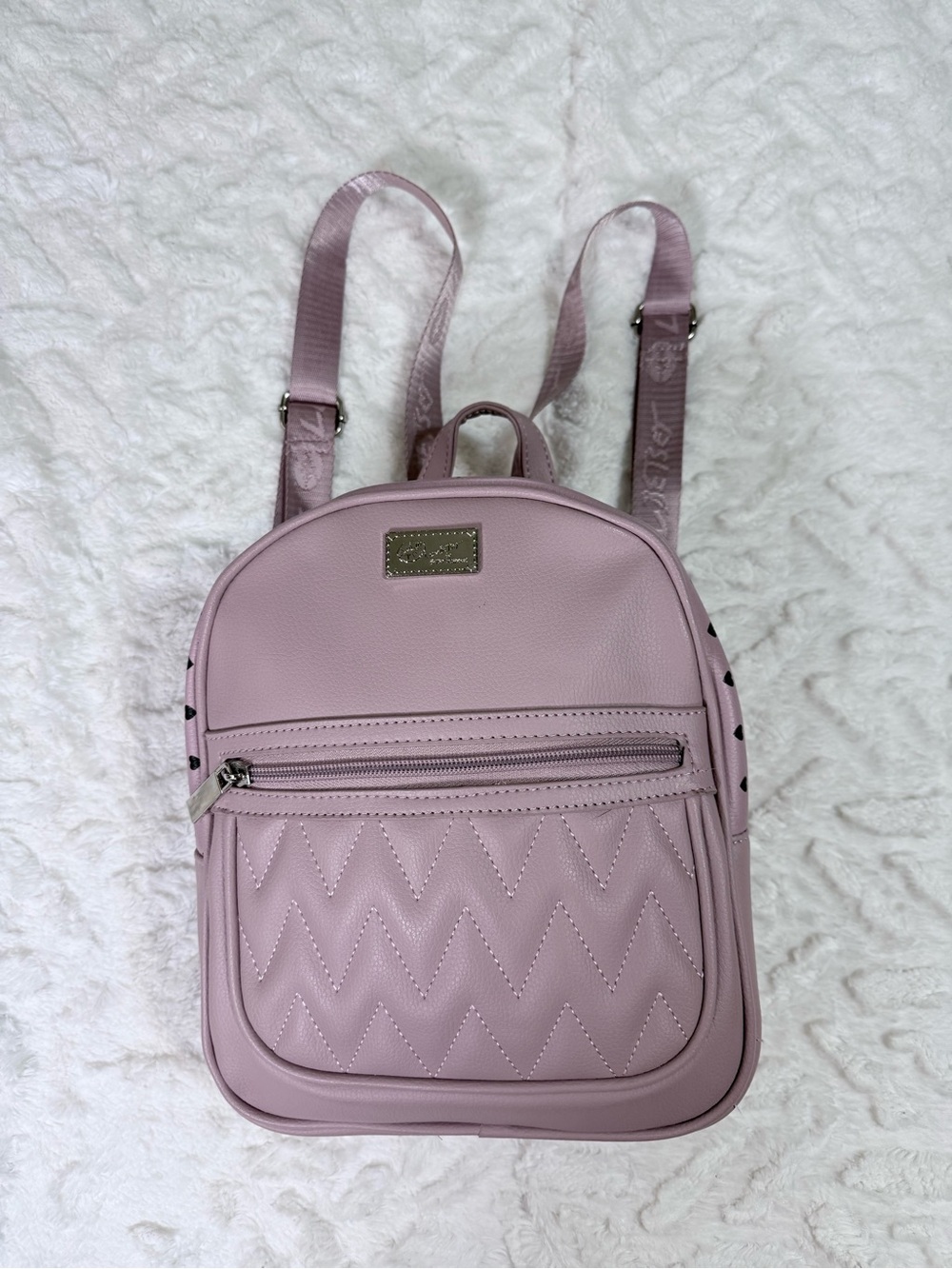 Betsey Johnson Quilted Light Pink Mini Backpack